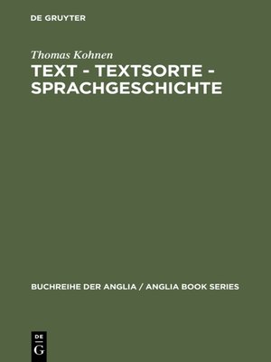 cover image of Text – Textsorte – Sprachgeschichte